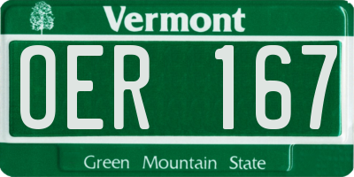 VT license plate OER167