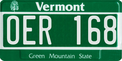 VT license plate OER168