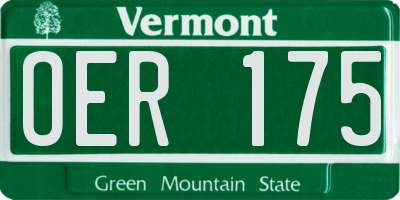 VT license plate OER175