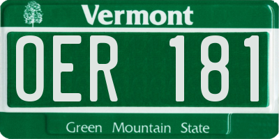 VT license plate OER181