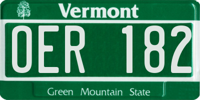 VT license plate OER182
