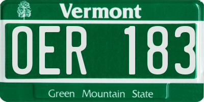 VT license plate OER183