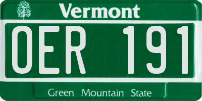 VT license plate OER191