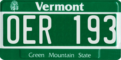 VT license plate OER193