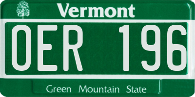 VT license plate OER196