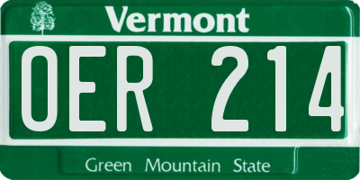 VT license plate OER214