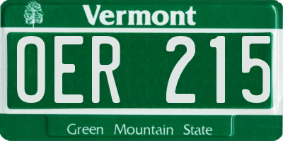 VT license plate OER215