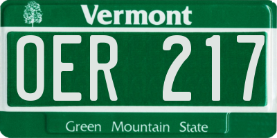 VT license plate OER217
