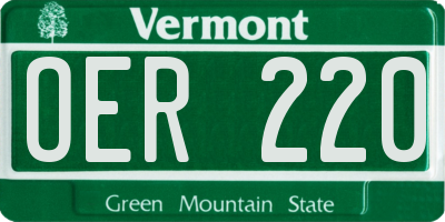 VT license plate OER220