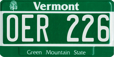 VT license plate OER226