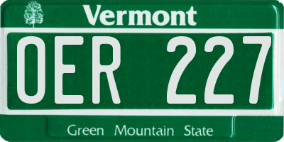 VT license plate OER227
