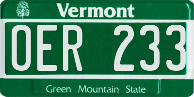VT license plate OER233