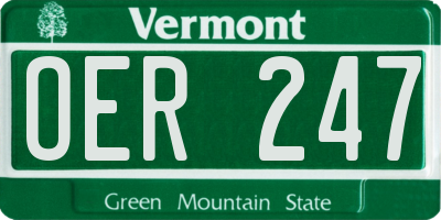 VT license plate OER247