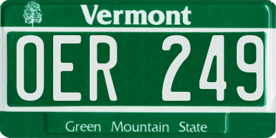 VT license plate OER249