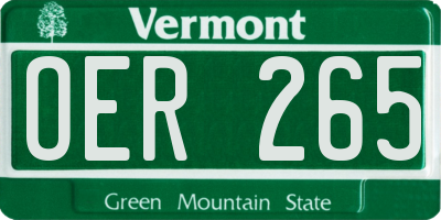 VT license plate OER265