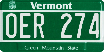 VT license plate OER274