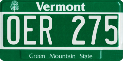 VT license plate OER275