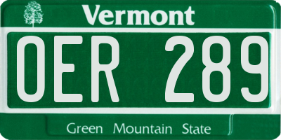 VT license plate OER289