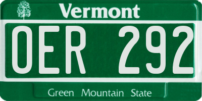 VT license plate OER292