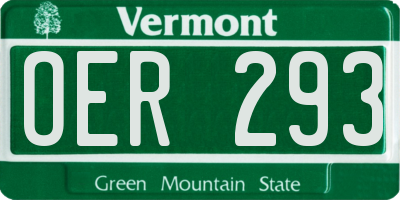 VT license plate OER293