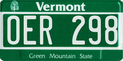 VT license plate OER298