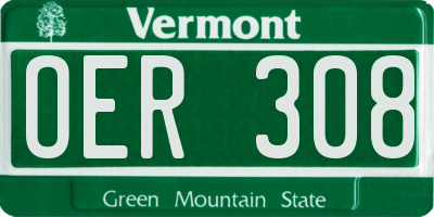 VT license plate OER308