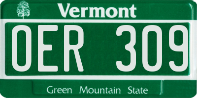 VT license plate OER309