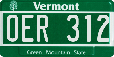 VT license plate OER312
