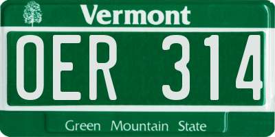 VT license plate OER314