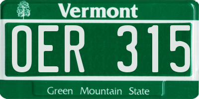 VT license plate OER315