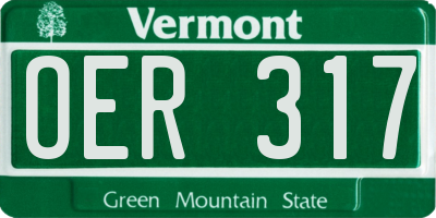 VT license plate OER317