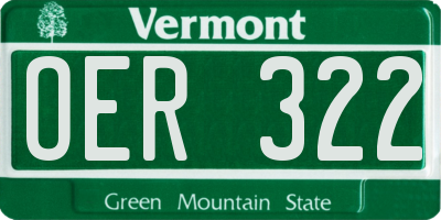 VT license plate OER322