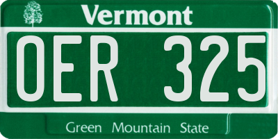 VT license plate OER325