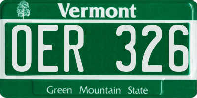 VT license plate OER326