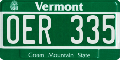 VT license plate OER335