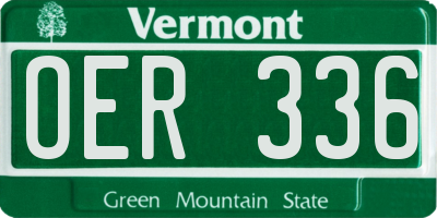 VT license plate OER336