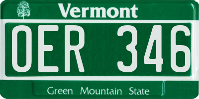 VT license plate OER346