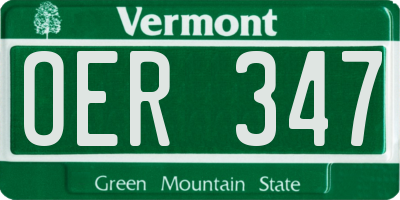 VT license plate OER347