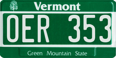VT license plate OER353