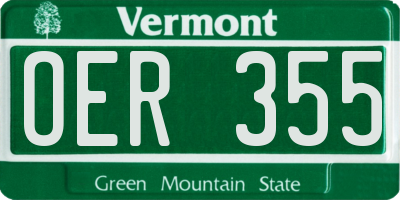 VT license plate OER355