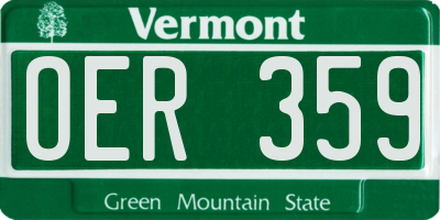 VT license plate OER359