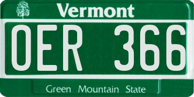 VT license plate OER366