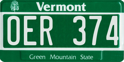 VT license plate OER374
