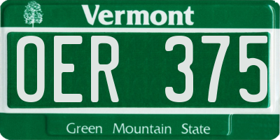 VT license plate OER375