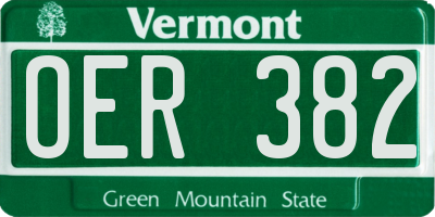 VT license plate OER382