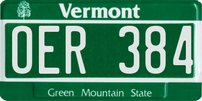 VT license plate OER384