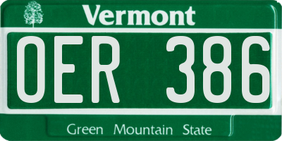 VT license plate OER386