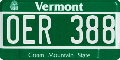 VT license plate OER388