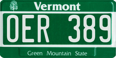 VT license plate OER389