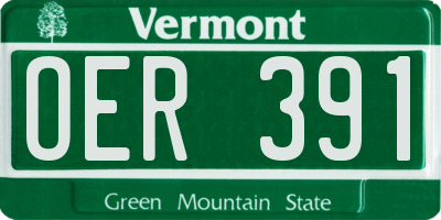 VT license plate OER391